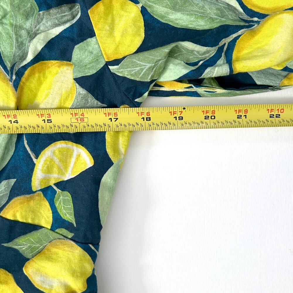 Hope & Ivy Lemon Print Puff Sleeve Midi Dress Mediterranean Cottagecore Size 14 - Picture 4 of 12